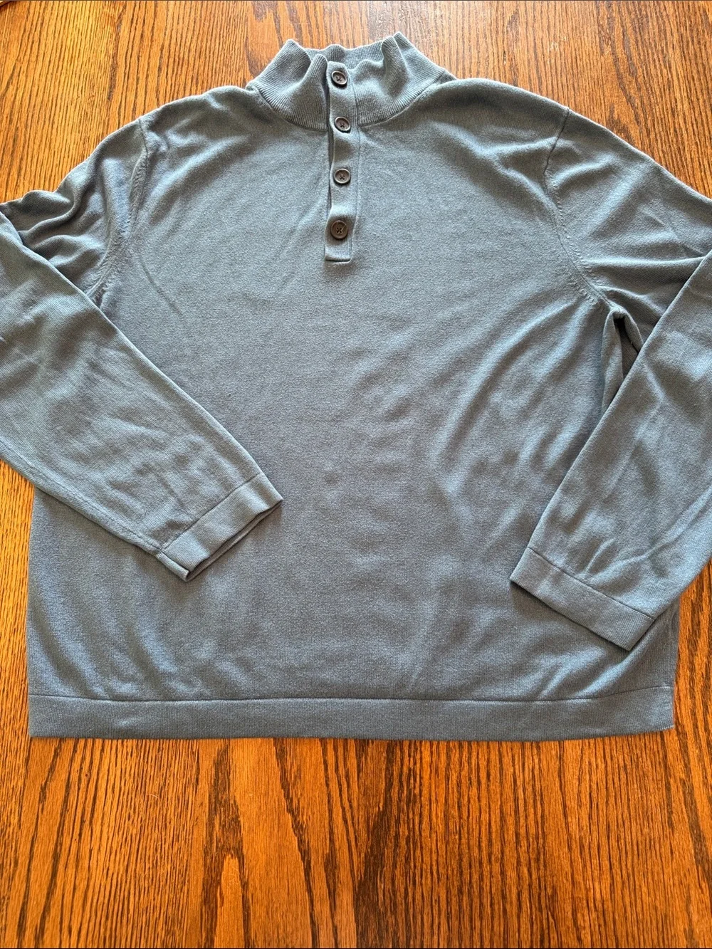 Banana Republic Silk Cashmere Mock Neck Henley Sweater XL Blue Pullover